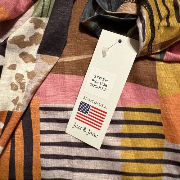 Jess & Jane Abstract Patchwork Women's Tunic Top Large Geometric Colorful - Picture 4 of 6